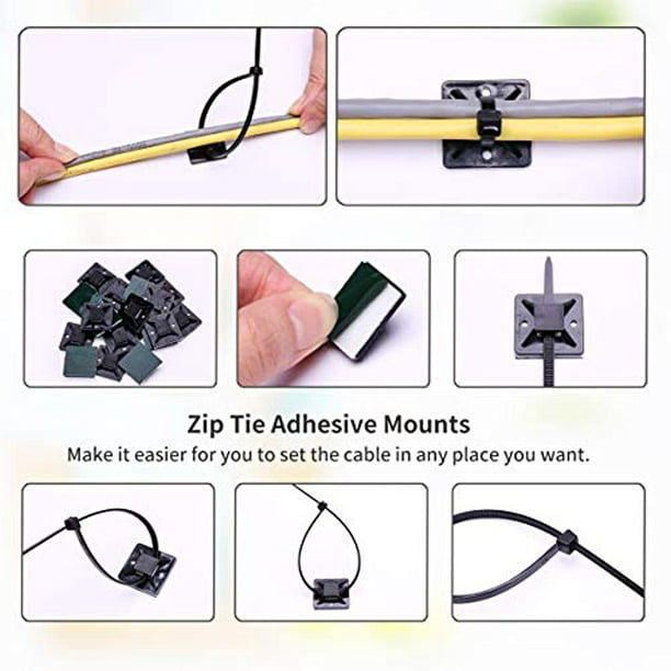 Cable Ties Assorted Heavy Duty Nylon Zip Tie Mount Wire Strap Cord Lock 600 pcs 